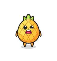 the shocked face of the cute pineapple mascot vector