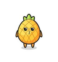 the bored expression of cute pineapple characters vector