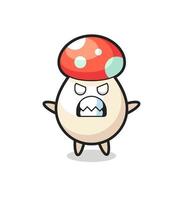 wrathful expression of the mushroom mascot character vector