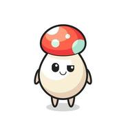 mushroom cartoon with an arrogant expression vector