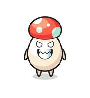 evil expression of the mushroom cute mascot character vector