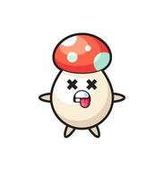 character of the cute mushroom with dead pose vector