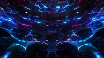 abstrakter dunkler Glühenenergieblauer Wellenmaschenhintergrund video