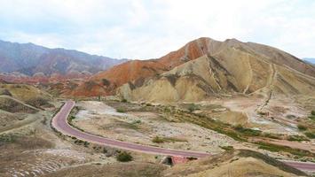 Zhangyei Danxia Landform in Gansu China. photo