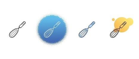 This is a set of contour and color icons of a whisk for whipping vector