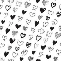 Seamless pattern with different hand drawn heart doodles icons vector