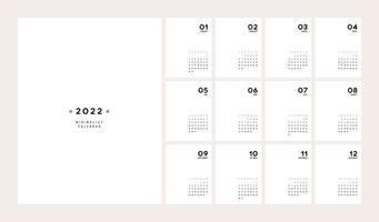 Calendar 2022 Trendy Minimalist Style. minimal calendar vector