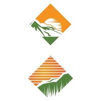 Simple Modern Mountain Landscape Logo Design Vector