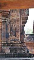 Stone ruin of carving at Banteay Srei Angkor temple, Siem Reap, photo