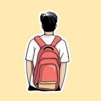 Colorful Hand drawn man with backpack vector