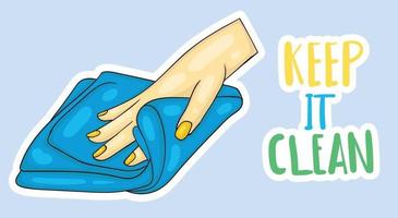 Colorful Hand drawn cleaning stickers vector