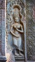 Stone art at Ta Prohm Temple , Siem Reap Cambodia. photo