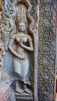 Stone art at Ta Prohm Temple , Siem Reap Cambodia. photo