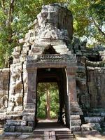 Stone door gate ruin at Banteay Kdei, in Siem Reap, Cambodia photo