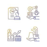 Long term business investments gradient linear vector icons set