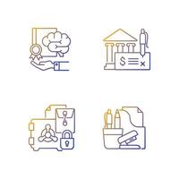 Corporate intellectual property gradient linear vector icons set