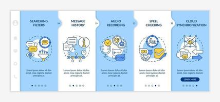 Messaging features benefit onboarding vector template