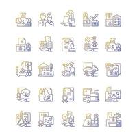 Business assets gradient linear vector icons set