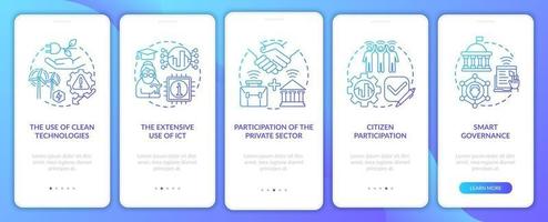 Instruments of smart city gradient blue onboarding app page screen vector