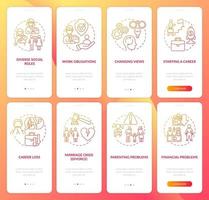 Adulthood psychology onboarding mobile app page screen vector