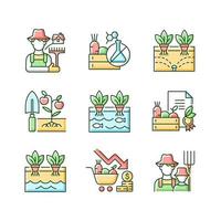 Farming RGB color icons set vector