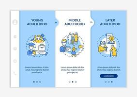 Stages of adulthood onboarding vector template