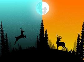 full moon night illustration vector image in the forest