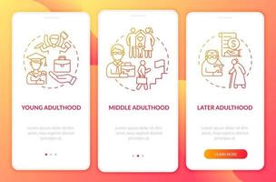 Course of adulthood onboarding mobile app page screen vector