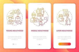 curso de la pantalla de la página de la aplicación móvil de incorporación en la edad adulta vector