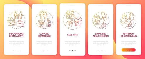 Launching adult children onboarding mobile app page screen vector