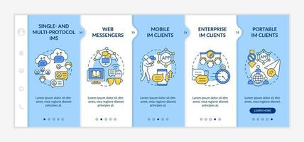 Instant messaging service types onboarding vector template