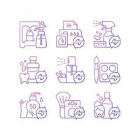 Reusable products gradient linear vector icons set