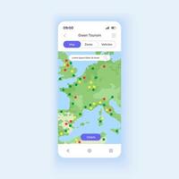Green tourism smartphone interface vector template