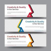 conjunto de diseño de banners de vector abstracto con 3 colores diferentes