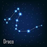 The constellation Draco star in the night sky. vector