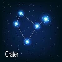 The constellation Crater star in the night sky. vector