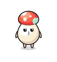 the bored expression of cute mushroom characters vector