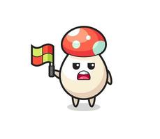 mushroom character as line judge putting the flag up vector