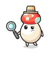 mushroom detective character is analyzing a case vector