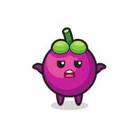 mangosteen mascot character saying I do not know vector