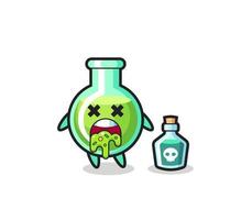 illustration of an lab beakers character vomiting due to poisoning vector