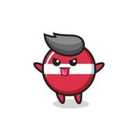 naughty latvia flag badge character in mocking pose vector