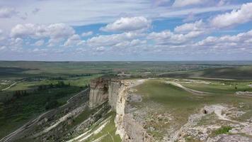 Aerial view of rocky mountain White Rock or Ak-Kaya, Crimea.