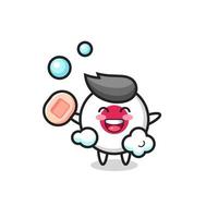 japan flag badge character is bathing while holding soap vector