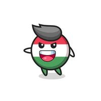 hungary flag badge cartoon with very excited pose vector