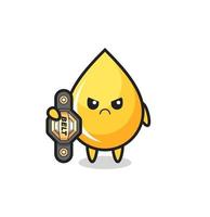 honey drop mascot character as a MMA fighter with the champion belt vector