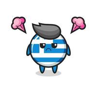 annoyed expression of the cute greece flag cartoon character vector