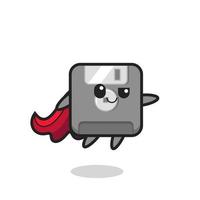 cute floppy disk superhero character is flying vector