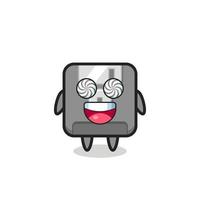 cute floppy disk character with hypnotized eyes vector