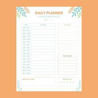 Daily Planner schedule printable activity interior template design vector